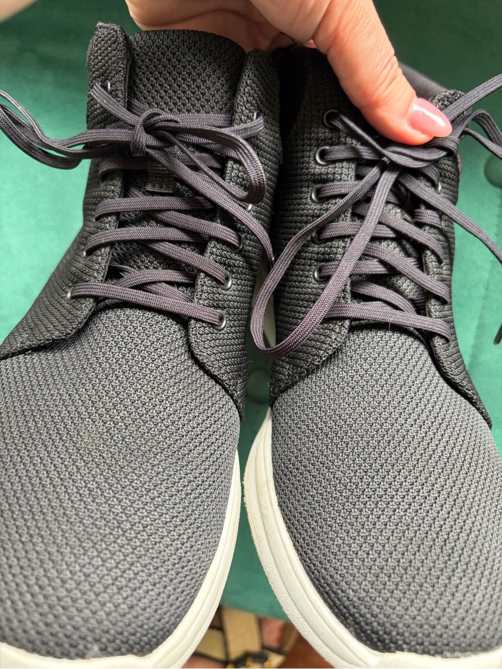 Clark’s Cloud Steppers Black Camo High-Top Lightweight Sneakers with White Sole - Picture 10 of 10